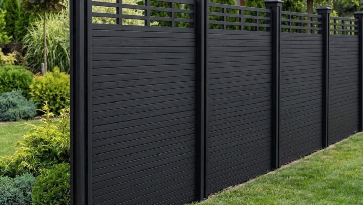 Black composite fence panel