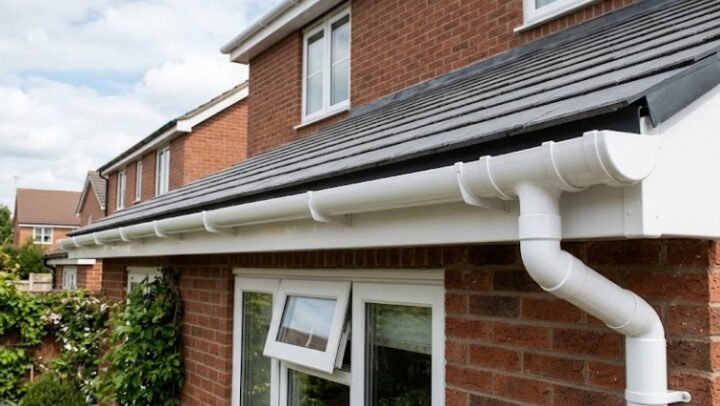 Ogee guttering Completed pvc rainwater system showing how to install guttering correctly on a roofline
