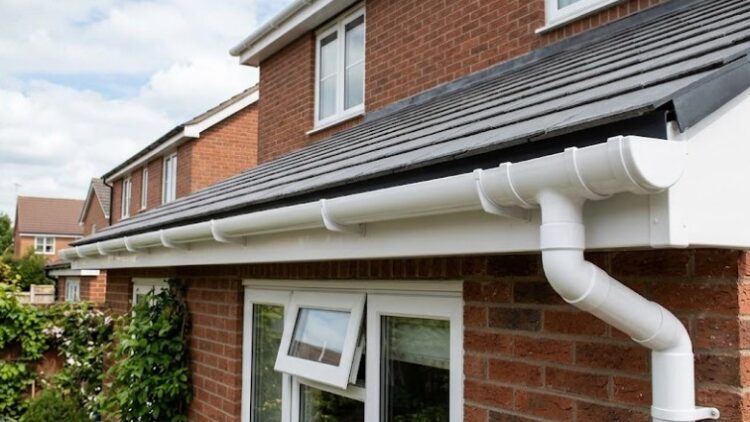 How to install guttering Completed pvc rainwater system showing how to install guttering correctly on a roofline