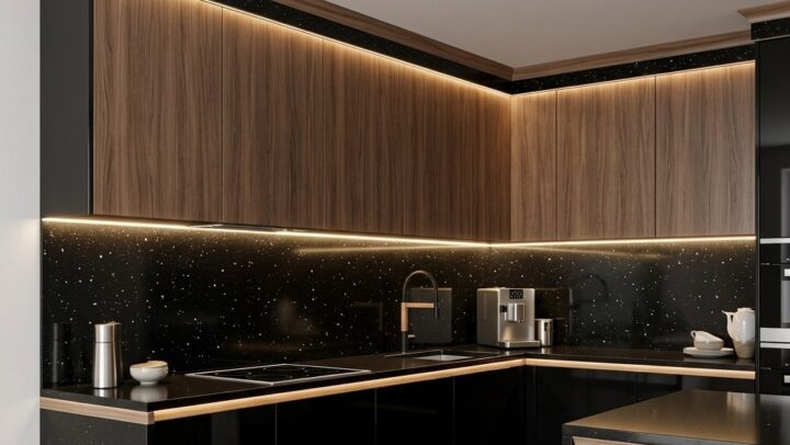 Cladding coving trim fitted along a commercial kitchen wall and ceiling join