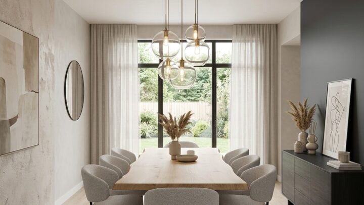 Cottage oak flooring Warm cottage oak flooring installed in a bright uk dining area